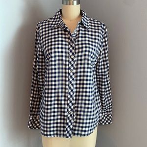 Talbots 100% cotton gingham button up shirt size XS